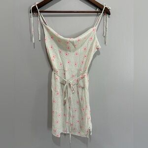Endless Blu Floral Tie Strap Mini Dress Cottagecore Pink Flowers Size M
